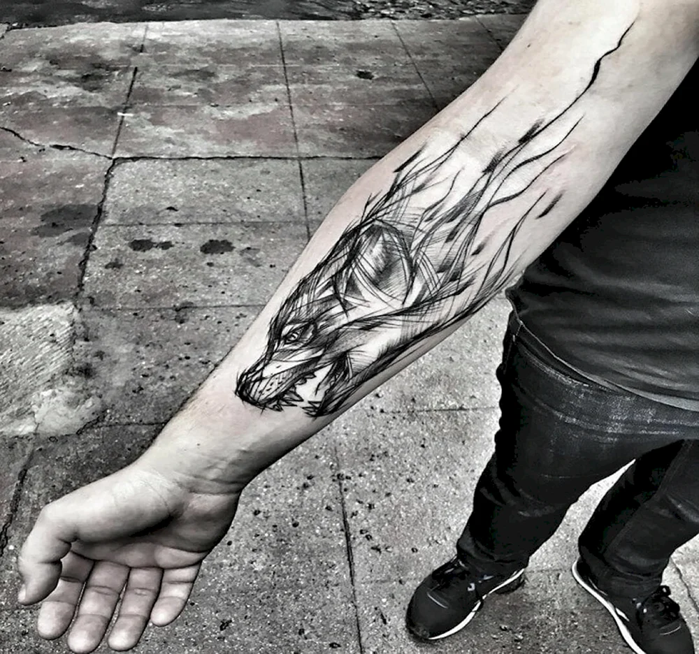 Wolf Tattoo forearm