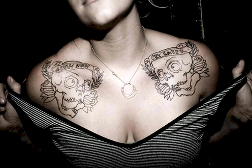 Woman Chest Tattoo