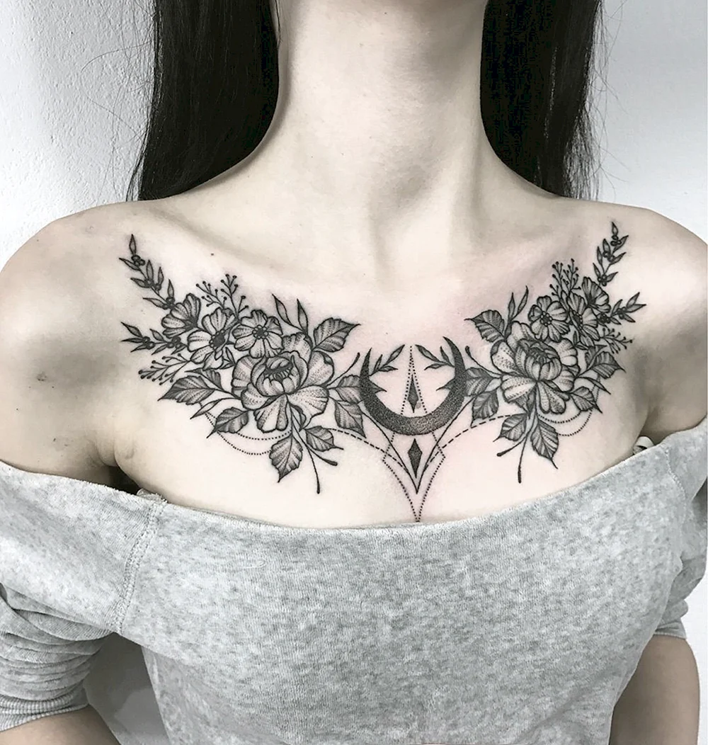 Woman Chest Tattoo