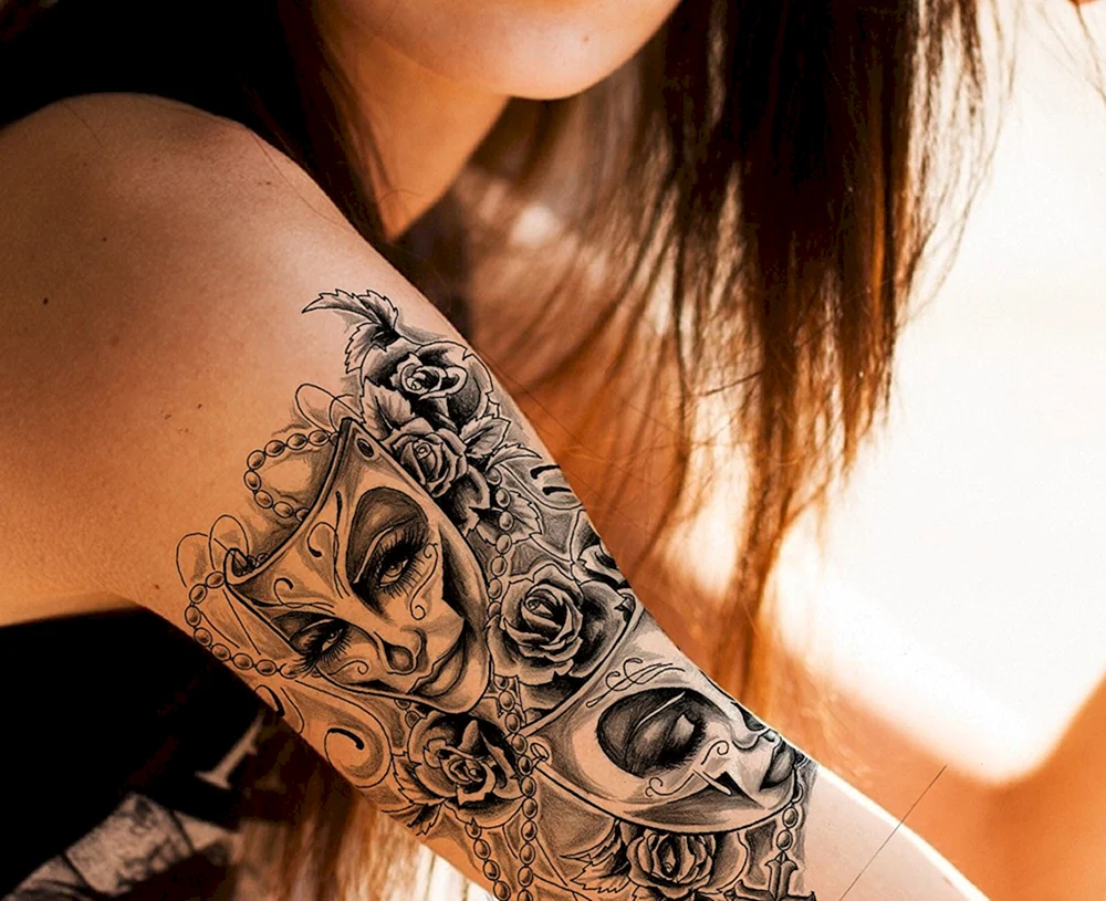 Woman Mask Tattoo