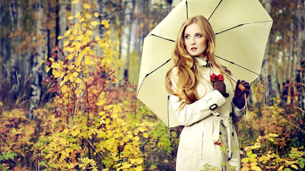 Woman with Umbrella autumn